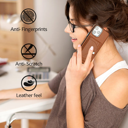 For iPhone 13 Pro Max Shockproof Leather Phone Case with Card Holder(Brown) - iPhone 13 Pro Max Cases by buy2fix | Online Shopping UK | buy2fix