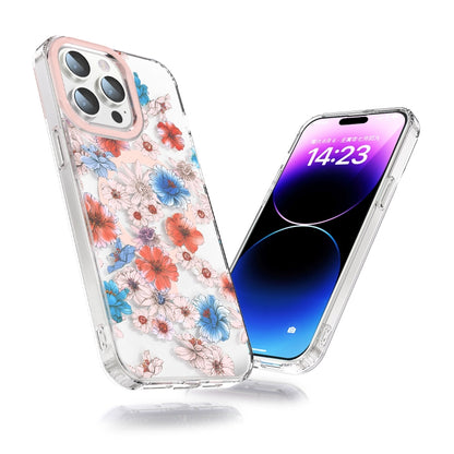 For iPhone 14 Pro MagSafe Magnetic TPU Phone Case(White Blue Flower) - iPhone 14 Pro Cases by buy2fix | Online Shopping UK | buy2fix