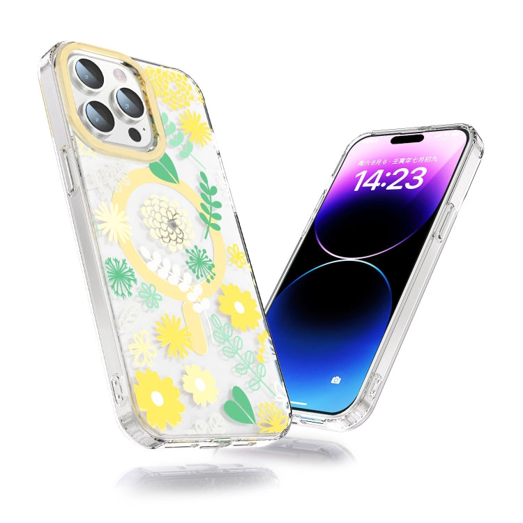 For iPhone 11 Pro Max MagSafe Magnetic TPU Phone Case(Yellow Chrysanthemum) - iPhone 11 Pro Max Cases by buy2fix | Online Shopping UK | buy2fix