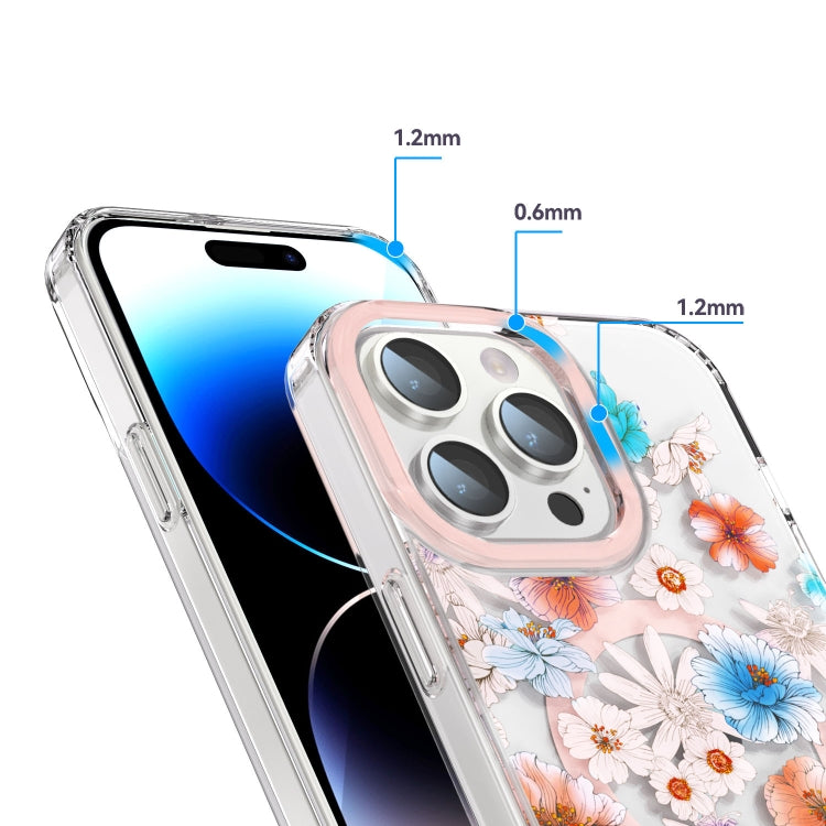 For iPhone 11 Pro Max MagSafe Magnetic TPU Phone Case(White Blue Flower) - iPhone 11 Pro Max Cases by buy2fix | Online Shopping UK | buy2fix