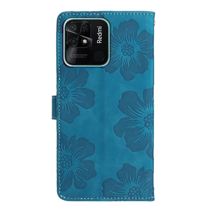 For Xiaomi Redmi 10C Flower Embossing Pattern Leather Phone Case(Blue) - Xiaomi Cases by buy2fix | Online Shopping UK | buy2fix