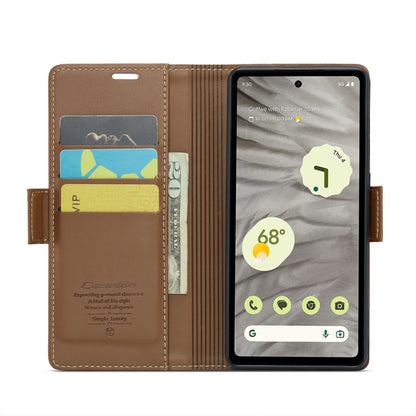 For Google Pixel 7a CaseMe 023 Butterfly Buckle Litchi Texture RFID Anti-theft Leather Phone Case(Brown) - Google Cases by CaseMe | Online Shopping UK | buy2fix
