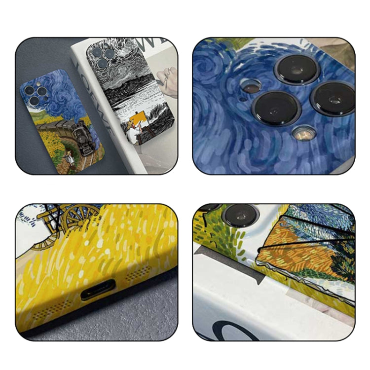 For iPhone 13 mini Precise Hole Oil Painting Pattern PC Phone Case(Inkwash) - iPhone 13 mini Cases by buy2fix | Online Shopping UK | buy2fix