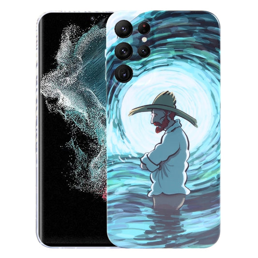 For Samsung Galaxy S22 Ultra 5G Precise Hole Oil Painting Pattern PC Phone Case(Thinker) - Galaxy S22 Ultra 5G Cases by buy2fix | Online Shopping UK | buy2fix