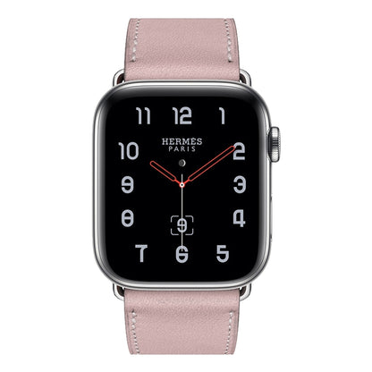 For Apple Watch Series 7 45mm / 6 & SE & 5 & 4 44mm / 3 & 2 & 1 42mm Leather  Watch Band(Pink) - Watch Bands by buy2fix | Online Shopping UK | buy2fix