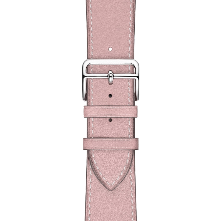 For Apple Watch Series 7 45mm / 6 & SE & 5 & 4 44mm / 3 & 2 & 1 42mm Leather  Watch Band(Pink) - Watch Bands by buy2fix | Online Shopping UK | buy2fix