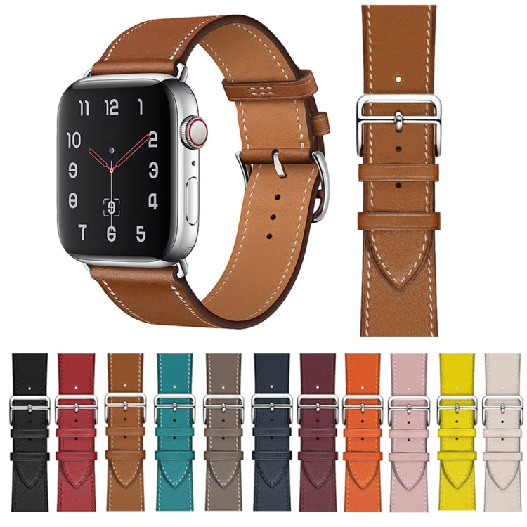 For Apple Watch Series 7 45mm / 6 & SE & 5 & 4 44mm / 3 & 2 & 1 42mm Leather  Watch Band(Pink) - Watch Bands by buy2fix | Online Shopping UK | buy2fix