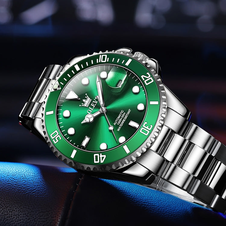 OLEVS 6650 Men Luminous Waterproof Mechanical Watch(Green) - Metal Strap Watches by OLEVS | Online Shopping UK | buy2fix