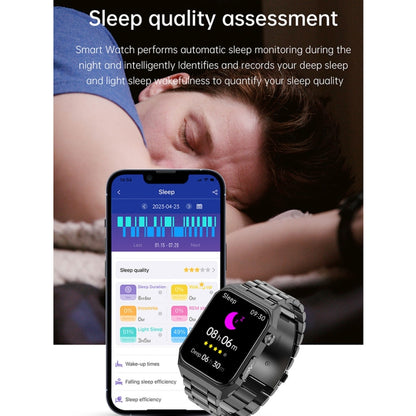 E530 1.91 inch IP68 Waterproof Steel Band Smart Watch Supports ECG / Non-invasive Blood Sugar(Black) - Smart Watches by buy2fix | Online Shopping UK | buy2fix