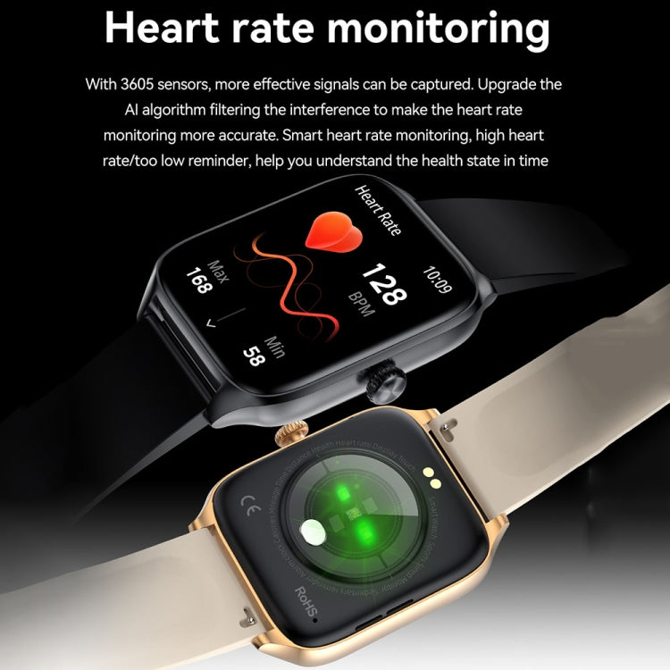 T19 Pro 1.96 inch IP67 Waterproof Silicone Band Smart Watch, Supports Dual-mode Bluetooth Call / Heart Rate Monitoring(Gold) - Smart Watches by buy2fix | Online Shopping UK | buy2fix