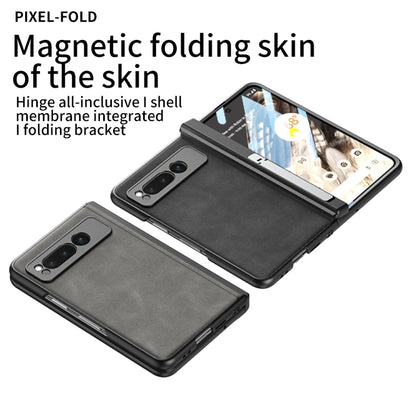 For Google Pixel Fold GKK Integrated Frosted Fold Hinge Leather Phone Case with Holder(Grey) - Google Cases by GKK | Online Shopping UK | buy2fix
