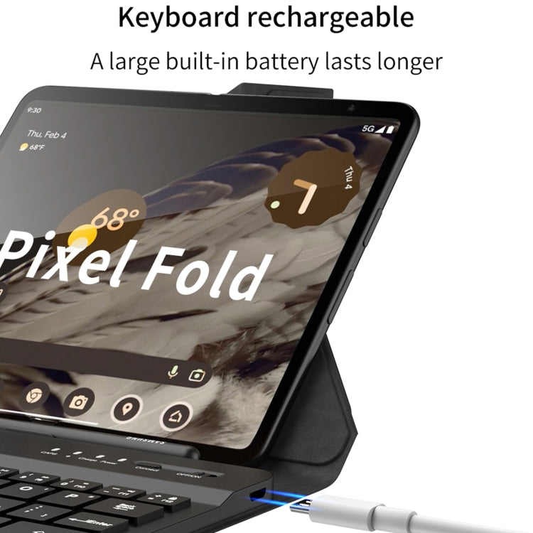 For Google Pixel Fold GKK Magnetic Folding Bluetooth Keyboard Leather Case with Pen + Keyboard + Case(Green) - Others Keyboard by GKK | Online Shopping UK | buy2fix