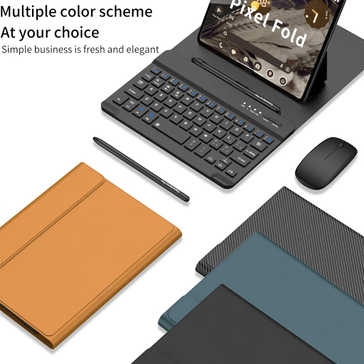 For Google Pixel Fold GKK Gear Adjustment Bluetooth Keyboard with Pen + Mouse + Leather Case(Brown) - Google Cases by GKK | Online Shopping UK | buy2fix