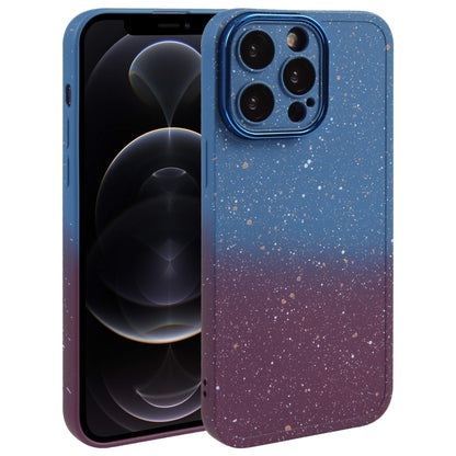 For iPhone 12 Pro Max Gradient Starry Silicone Phone Case with Lens Film(Blue Red) - iPhone 12 Pro Max Cases by buy2fix | Online Shopping UK | buy2fix