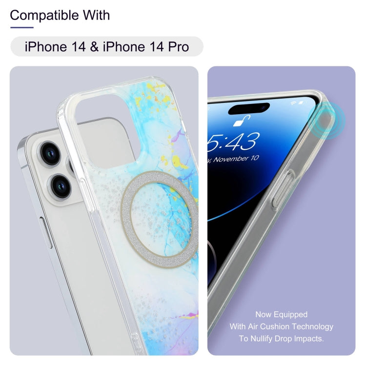 For iPhone 15 Pro Max Dual-side IMD Marble Magsafe Phone Case(Smudged Purple) - iPhone 15 Pro Max Cases by buy2fix | Online Shopping UK | buy2fix