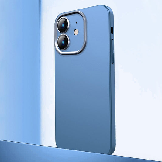 For iPhone 12 Frosted Metal Material Phone Case with Lens Protection(Blue) - iPhone 12 / 12 Pro Cases by buy2fix | Online Shopping UK | buy2fix