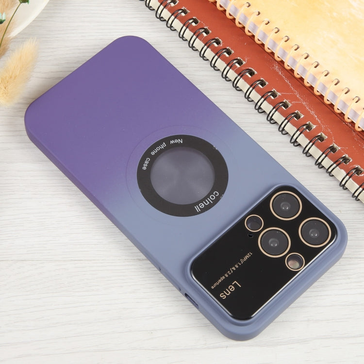 For iPhone 13 Pro Max Gradient Silicone Shockproof Magsafe Phone Case with Lens Film(Grey Purple) - iPhone 13 Pro Max Cases by buy2fix | Online Shopping UK | buy2fix