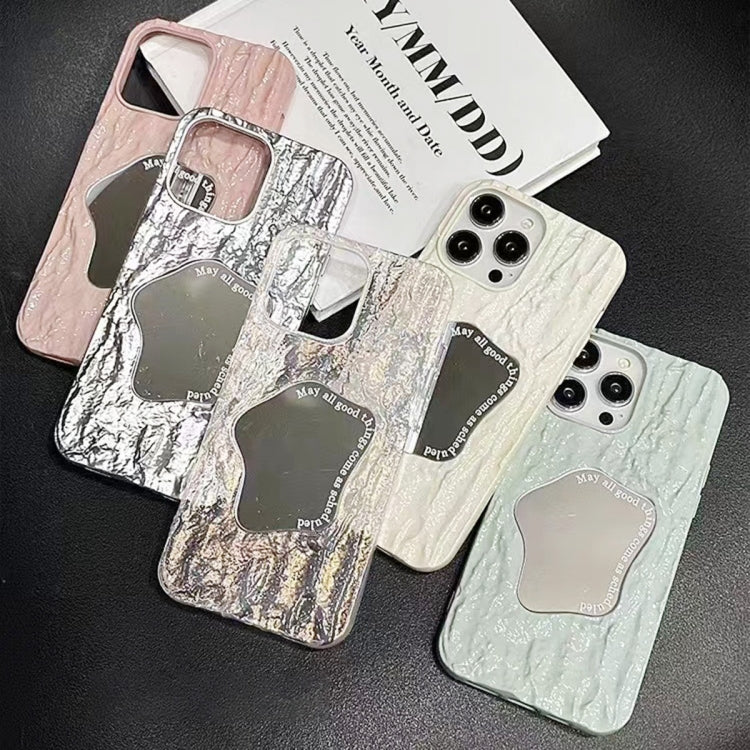 For iPhone 14 Embossed Rock Texture Mirror TPU Phone Case(Space Silver) - iPhone 14 Cases by buy2fix | Online Shopping UK | buy2fix