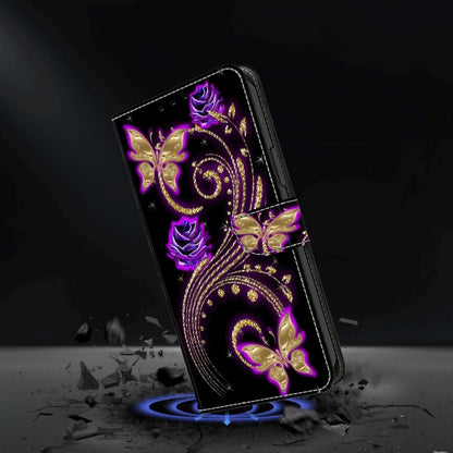 For Xiaomi Redmi Note 8 Crystal 3D Shockproof Protective Leather Phone Case(Purple Flower Butterfly) - Xiaomi Cases by buy2fix | Online Shopping UK | buy2fix