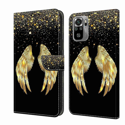 For Xiaomi Redmi Note 10 4G Crystal 3D Shockproof Protective Leather Phone Case(Golden Wings) - Xiaomi Cases by buy2fix | Online Shopping UK | buy2fix