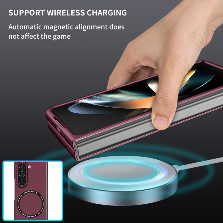 For Samsung Galaxy Z Fold5 Magsafe Magnetic Folding PC Phone Case(Wine Red) - Galaxy Z Fold5 Cases by buy2fix | Online Shopping UK | buy2fix