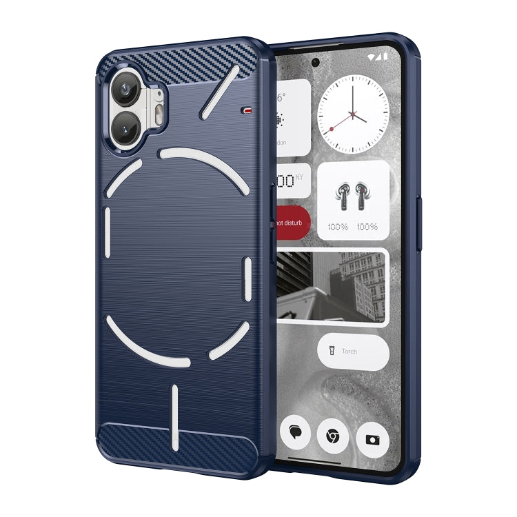 For Nothing Phone 2 Carbon Fiber Brushed Texture TPU Phone Case(Blue) - More Brand by buy2fix | Online Shopping UK | buy2fix