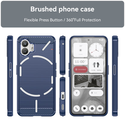 For Nothing Phone 2 Carbon Fiber Brushed Texture TPU Phone Case(Blue) - More Brand by buy2fix | Online Shopping UK | buy2fix