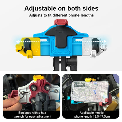 MOTOSLG Crab Motorcycle Phone Clamp Bracket U-Type Headbar Mount with Anti-theft Lock(Yellow Blue White) - Holder by MOTOLSG | Online Shopping UK | buy2fix