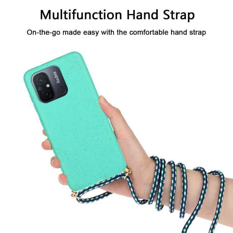 For Xiaomi Redmi 12C Wheat Straw Material + TPU Phone Case with Lanyard(Green) - Xiaomi Cases by buy2fix | Online Shopping UK | buy2fix