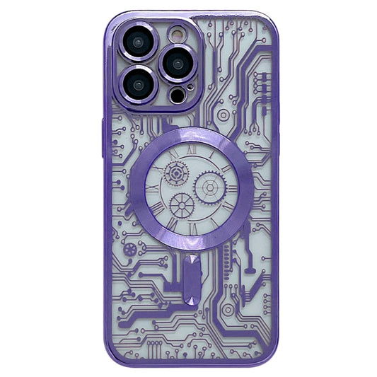 For iPhone 13 Pro Electroplated Circuit Board Pattern MagSafe Phone Case(Purple) - iPhone 13 Pro Cases by buy2fix | Online Shopping UK | buy2fix