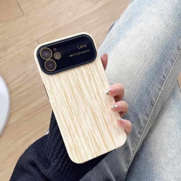 For iPhone 12 Wood Grain TPU Phone Case with Lens Film(Beige) - iPhone 12 / 12 Pro Cases by buy2fix | Online Shopping UK | buy2fix