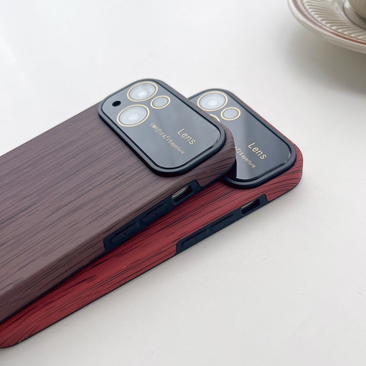 For iPhone 13 Pro Max Wood Grain TPU Phone Case with Lens Film(Red) - iPhone 13 Pro Max Cases by buy2fix | Online Shopping UK | buy2fix