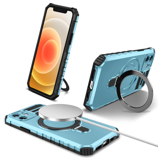 For iPhone 12 MagSafe Magnetic Holder Phone Case(Light Blue) - iPhone 12 / 12 Pro Cases by buy2fix | Online Shopping UK | buy2fix