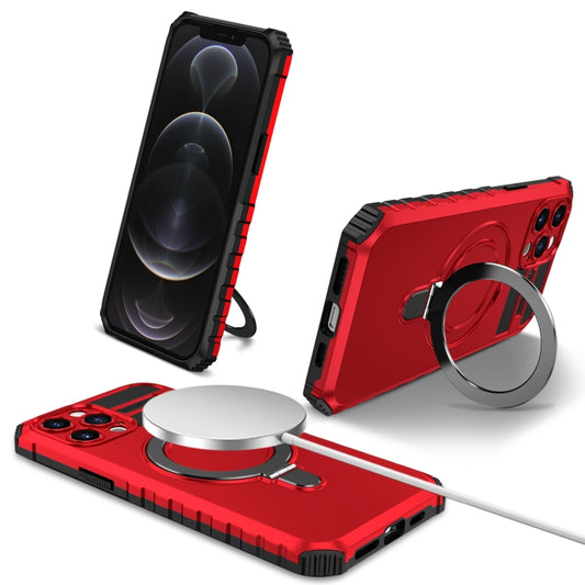 For iPhone 12 Pro MagSafe Magnetic Holder Phone Case(Red) - iPhone 12 / 12 Pro Cases by buy2fix | Online Shopping UK | buy2fix