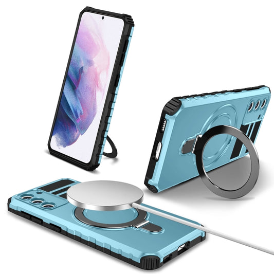 For Samsung Galaxy S21+ 5G MagSafe Magnetic Holder Phone Case(Light Blue) - Galaxy S21+ 5G Cases by buy2fix | Online Shopping UK | buy2fix