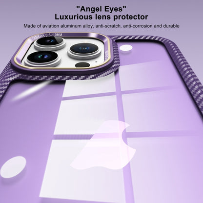 For iPhone 14 Carbon Fiber Transparent Back Panel Phone Case(Black + Transparent Black) - iPhone 14 Cases by buy2fix | Online Shopping UK | buy2fix