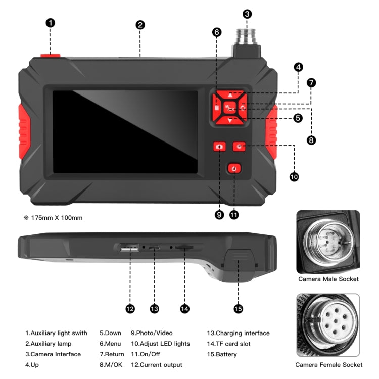 P30 5.5mm 1080P IP68 Waterproof 4.3 inch Screen Dual Camera Digital Endoscope, Length:3m Snake Tube(Black) -  by buy2fix | Online Shopping UK | buy2fix