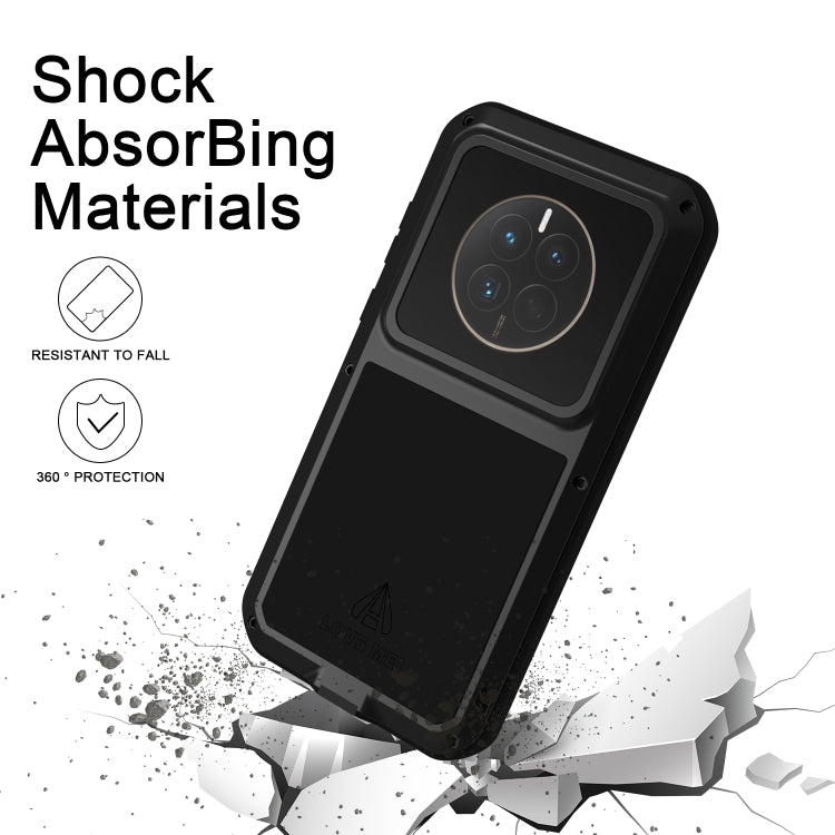 For Huawei Mate 50 Pro LOVE MEI POWERFUL Metal Shockproof Life Waterproof Dustproof Phone Case(Black) - Huawei Cases by LOVE MEI | Online Shopping UK | buy2fix