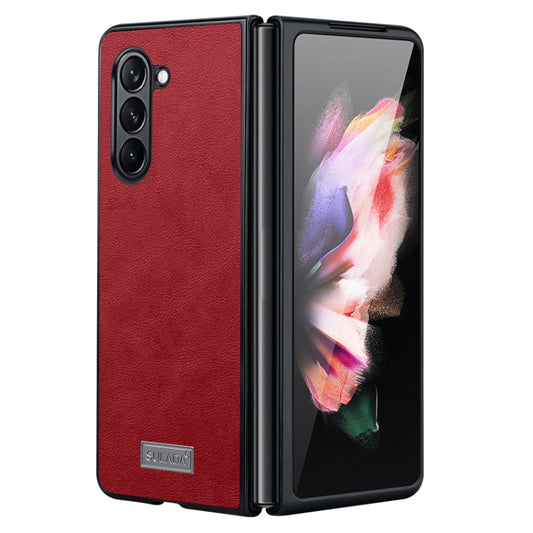 For Samsung Galaxy Z Fold5 SULADA Shockproof TPU + Handmade Leather Phone Case(Red) - Galaxy Z Fold5 Cases by SULADA | Online Shopping UK | buy2fix