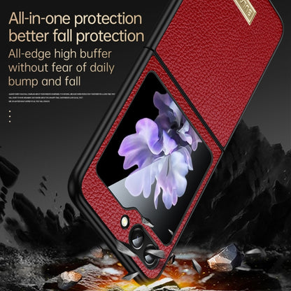For Samsung Galaxy Z Flip5 SULADA Shockproof TPU + Litchi Texture Leather Phone Case(Black) - Galaxy Z Flip5 Cases by SULADA | Online Shopping UK | buy2fix