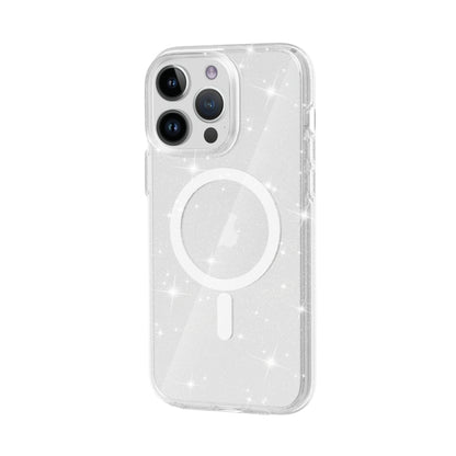 For iPhone 15 Pro Max Terminator Style Glitter Powder MagSafe Magnetic Phone Case(White) - iPhone 15 Pro Max Cases by buy2fix | Online Shopping UK | buy2fix