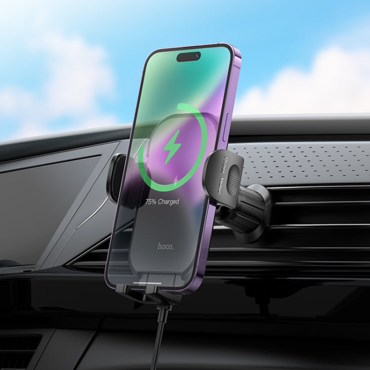 hoco HW4 Journey Wireless Fast Charging Air Outlet Car Holder(Black) - Wireless Charger Holders by hoco | Online Shopping UK | buy2fix