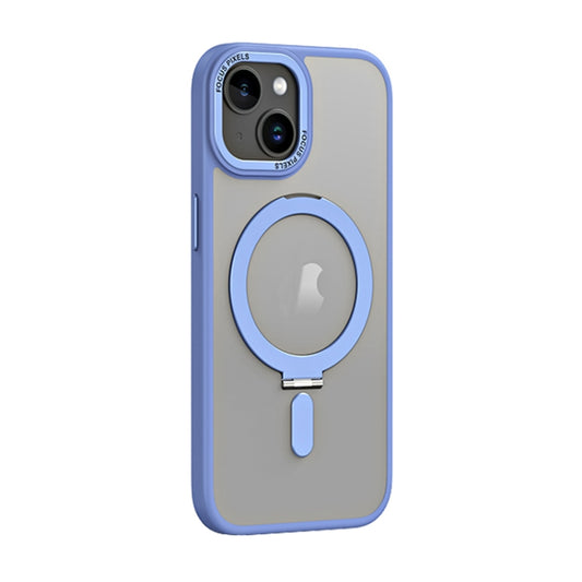 For iPhone 15 Plus Skin Feel MagSafe Shockproof Phone Case with Holder(Light Blue) - iPhone 15 Plus Cases by buy2fix | Online Shopping UK | buy2fix