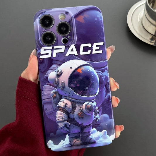 For iPhone 12 Pro Max Painted Pattern Precise Hole PC Phone Case(Purple Astronaut) - iPhone 12 Pro Max Cases by buy2fix | Online Shopping UK | buy2fix