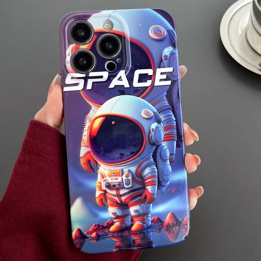 For iPhone 12 Pro Painted Pattern Precise Hole PC Phone Case(Orange White Astronaut) - iPhone 12 / 12 Pro Cases by buy2fix | Online Shopping UK | buy2fix