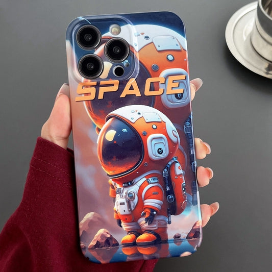 For iPhone 12 Pro Painted Pattern Precise Hole PC Phone Case(Orange Astronaut) - iPhone 12 / 12 Pro Cases by buy2fix | Online Shopping UK | buy2fix