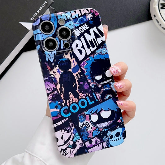 For iPhone 12 Pro Painted Pattern Precise Hole PC Phone Case(Purple Comics) - iPhone 12 / 12 Pro Cases by buy2fix | Online Shopping UK | buy2fix