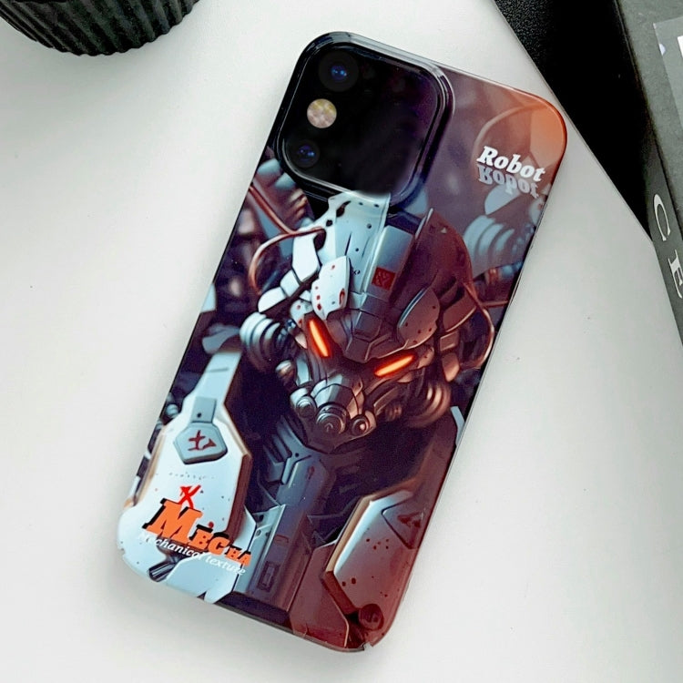 For iPhone X / XS Painted Pattern Precise Hole PC Phone Case(Orange Robot) - More iPhone Cases by buy2fix | Online Shopping UK | buy2fix