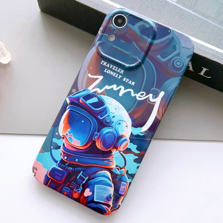 For iPhone XR Painted Pattern Precise Hole PC Phone Case(Blue Paint Astronaut) - More iPhone Cases by buy2fix | Online Shopping UK | buy2fix