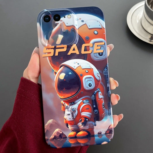 For iPhone 8 Plus / 7 Plus Painted Pattern Precise Hole PC Phone Case(Orange Astronaut) - More iPhone Cases by buy2fix | Online Shopping UK | buy2fix